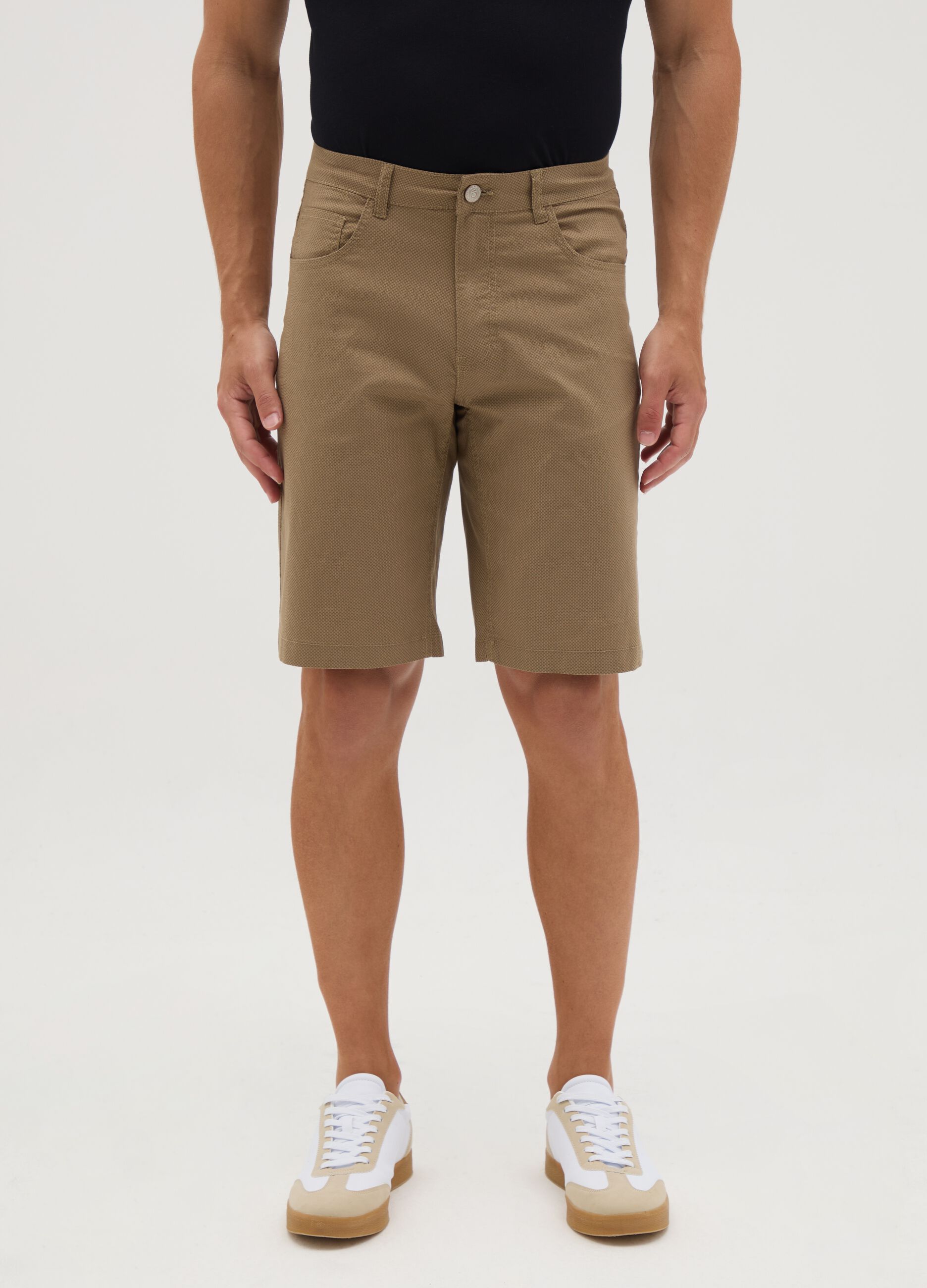 Men's stretch cotton brown regular fit shorts