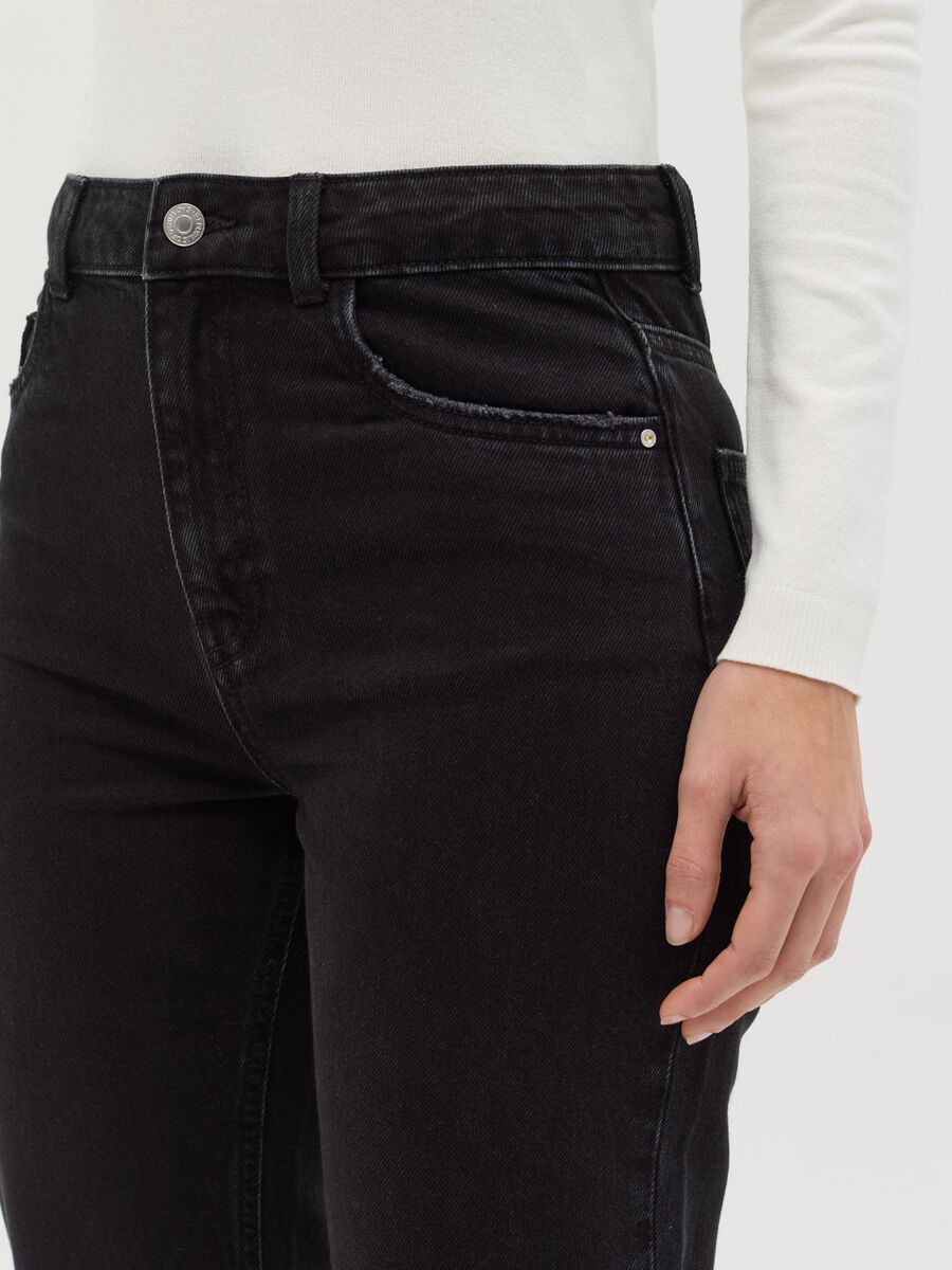 Solid colour straight-fit jeans_2