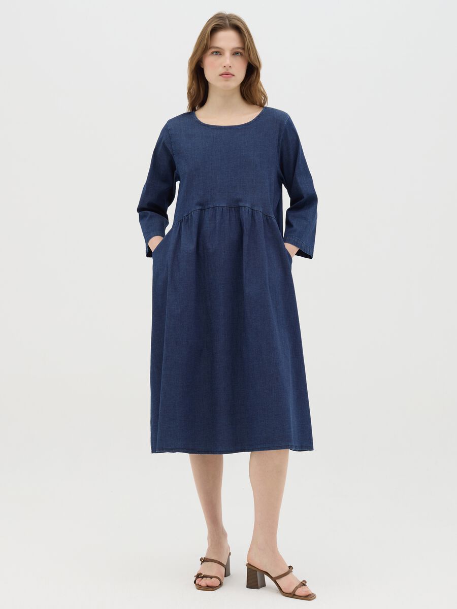 Hybrid Long Blue Dress in Stretch Cotton_0