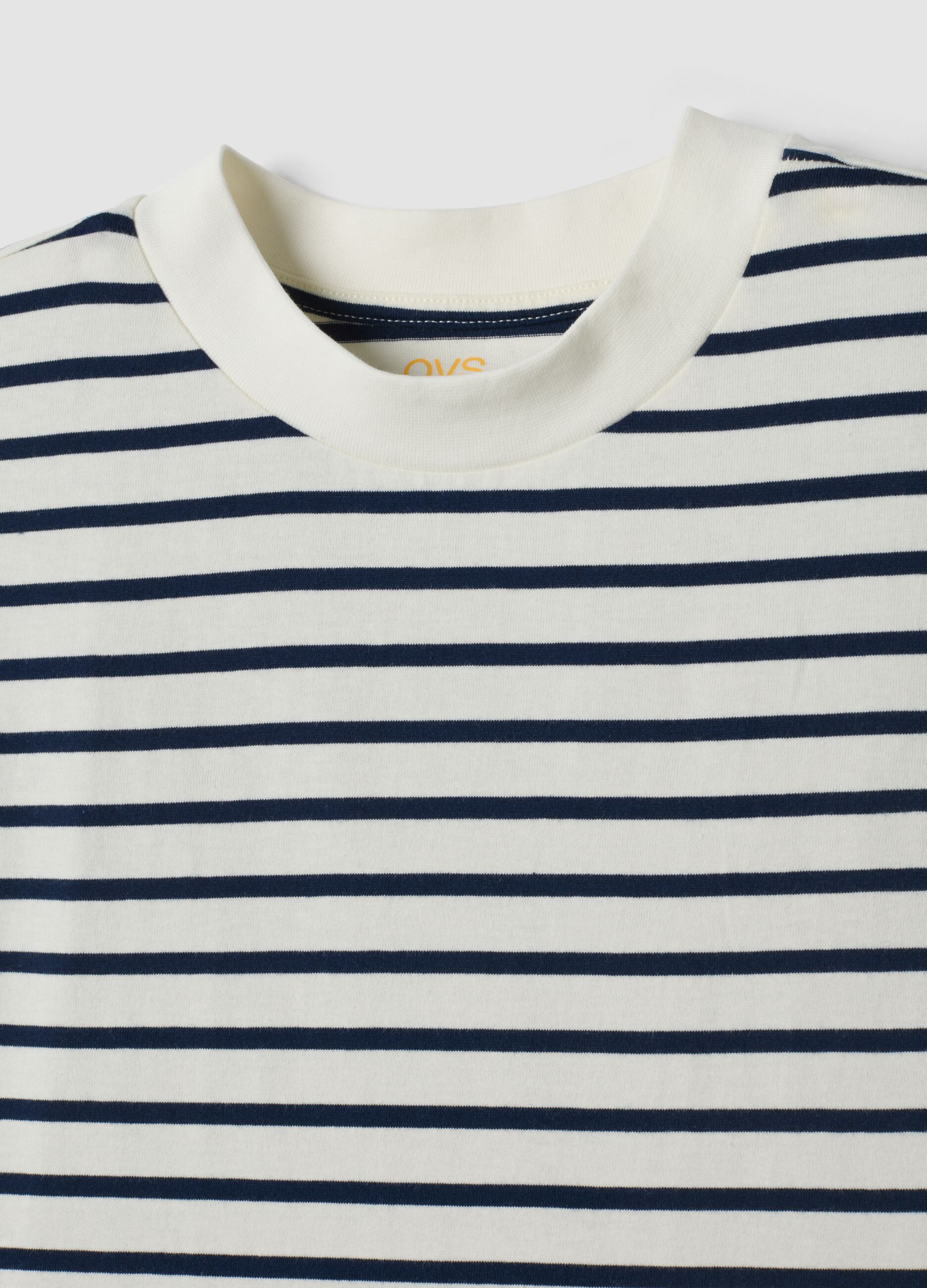 Blue pure cotton striped T-shirt