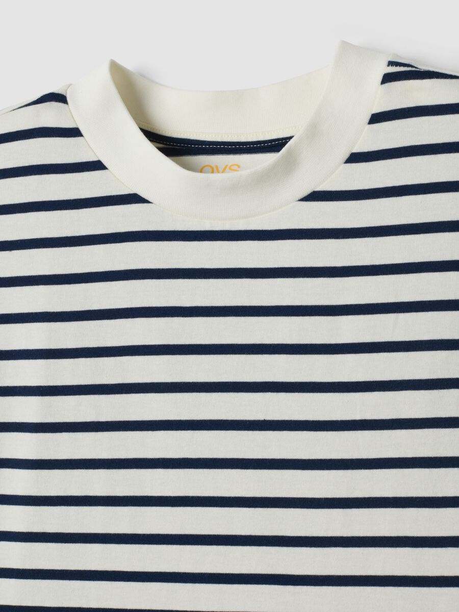 T-shirt blu in puro cotone a righe_5