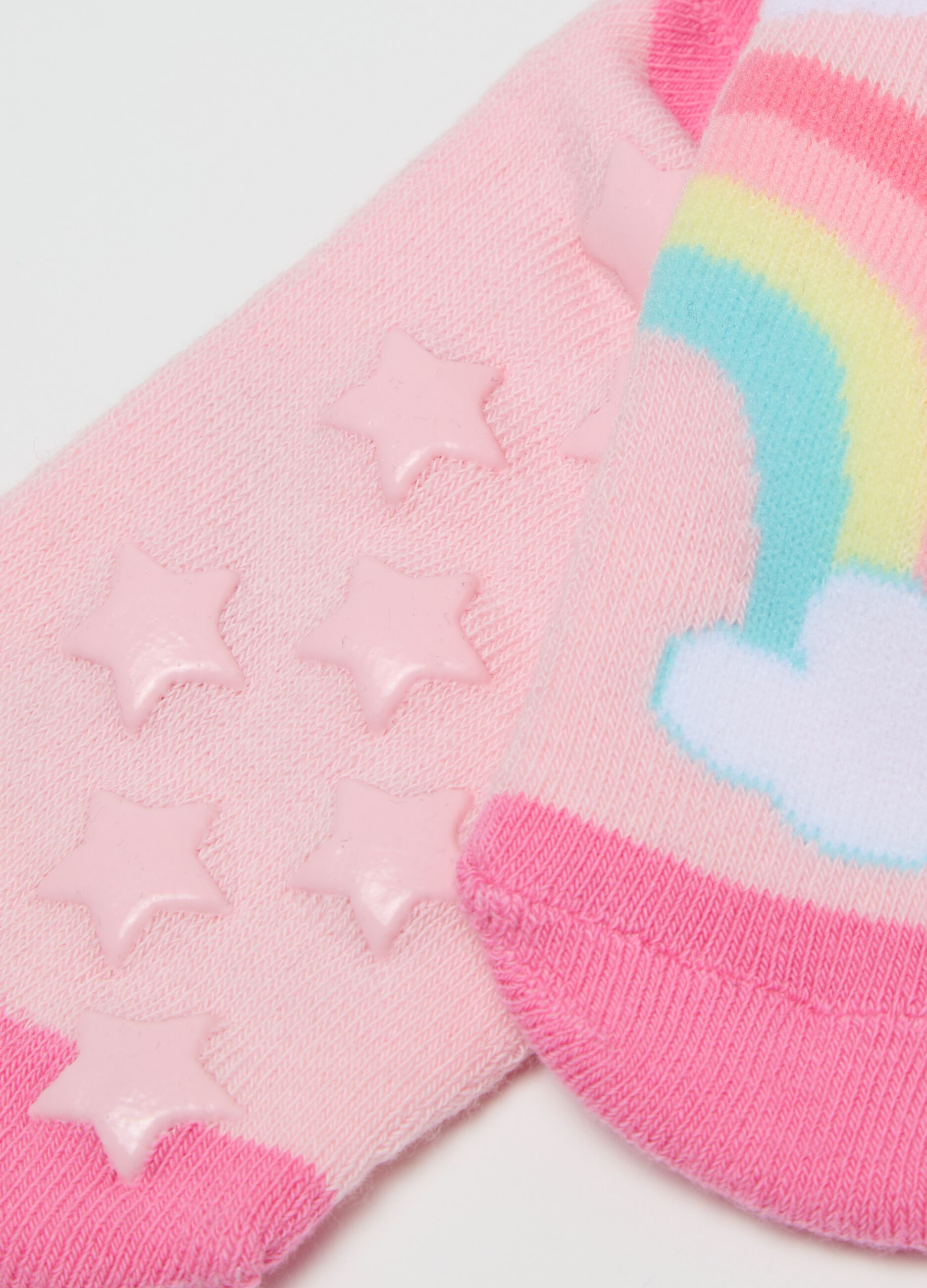 Slipper socks with unicorn and rainbow design