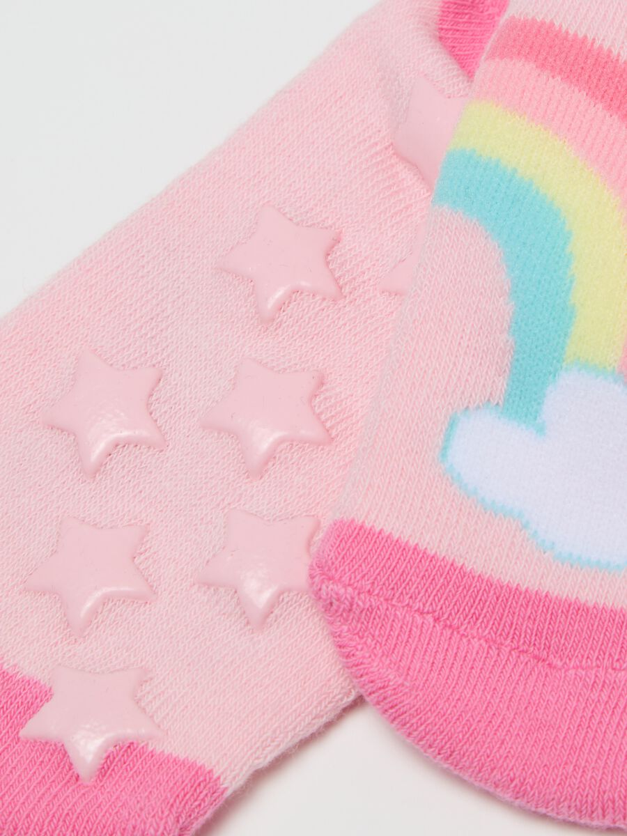Slipper socks with unicorn and rainbow design_2