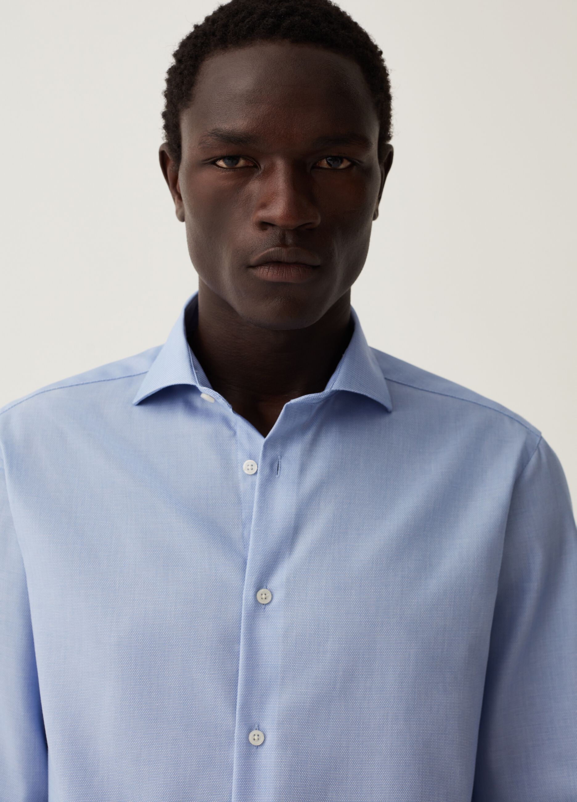 Camicia regular fit in cotone oxford no stiro_0