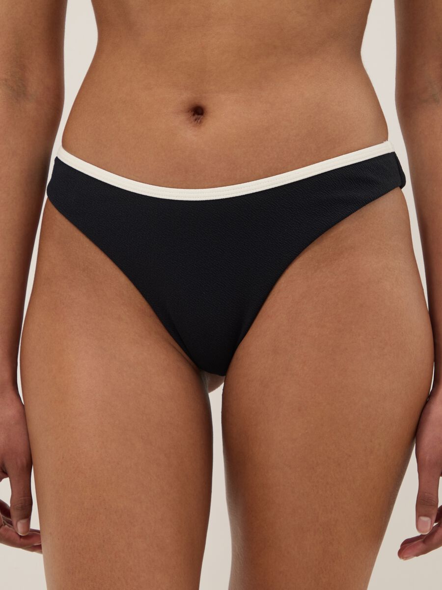 Black stretch swim briefs with white trim_1