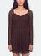 Brown stretch-fabric dress with deep V-neck, regular fit_3