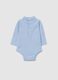 Baby's Christmas bodysuit in pure blue cotton with high collar_1