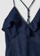 Long blue pure cotton dress with ruffles_5