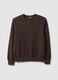 Brown crew neck sweater in pure cotton regular fit_4