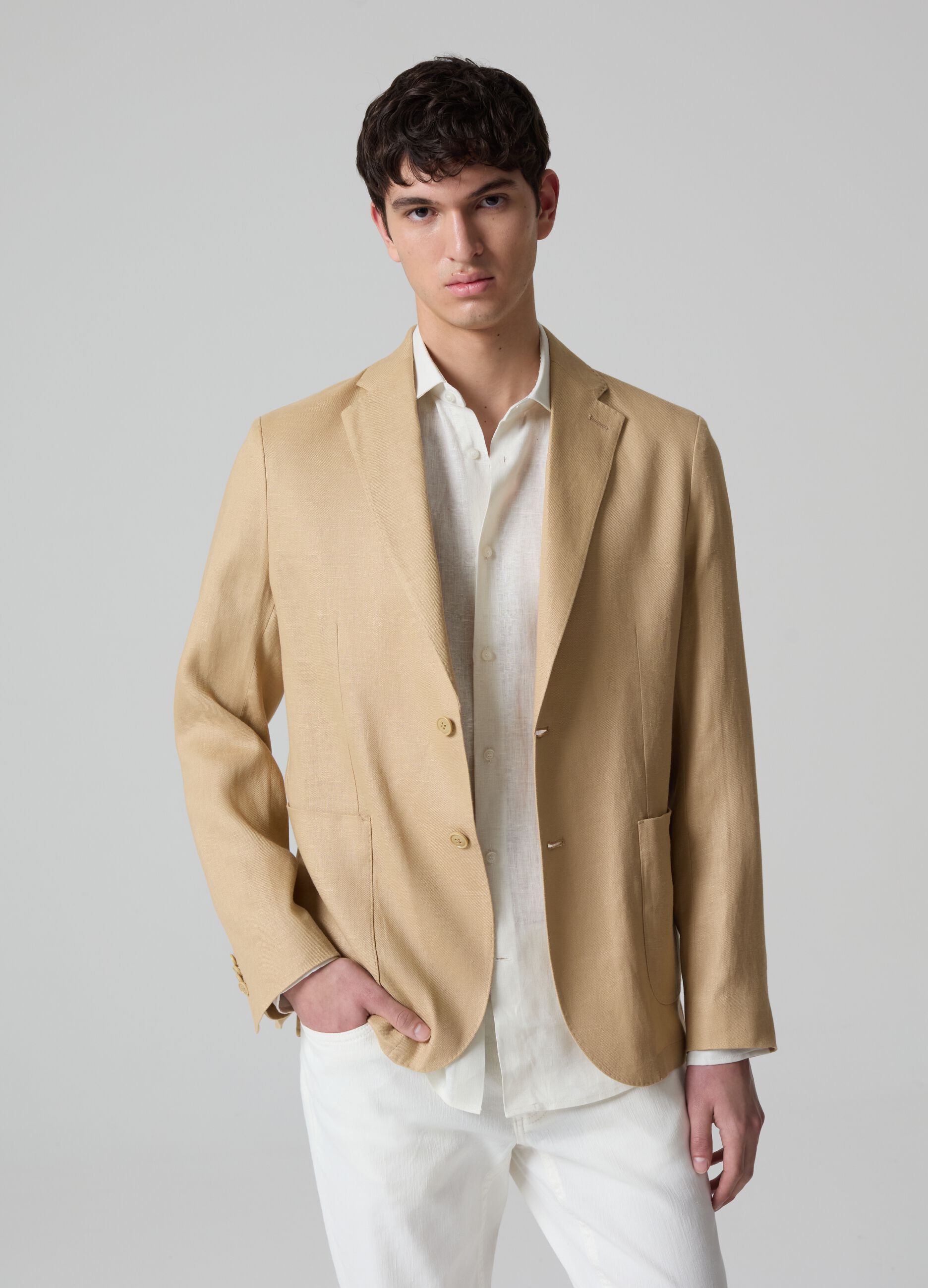 Ovs Blazer monopetto in lino PIOMBO