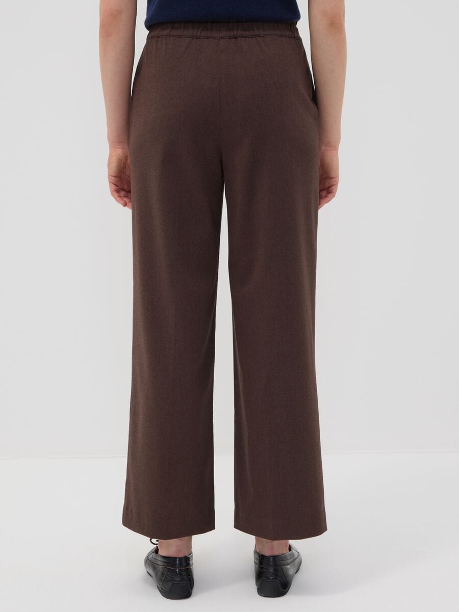 Jogger The Iconic Pants marroni wide leg in viscosa elasticizzata_2