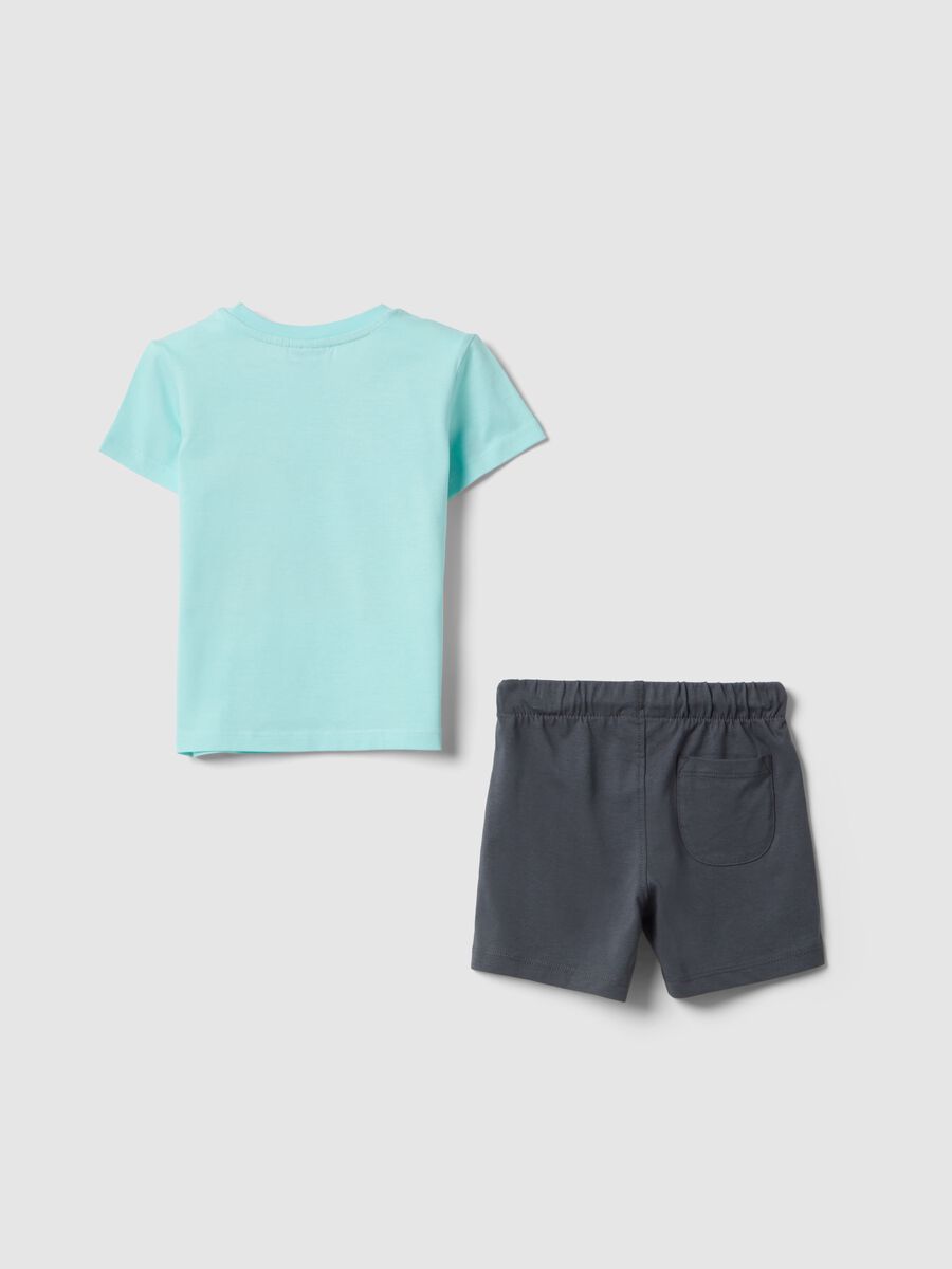 Multicolour pure cotton regular fit set for boys - T-shirt and shorts_1