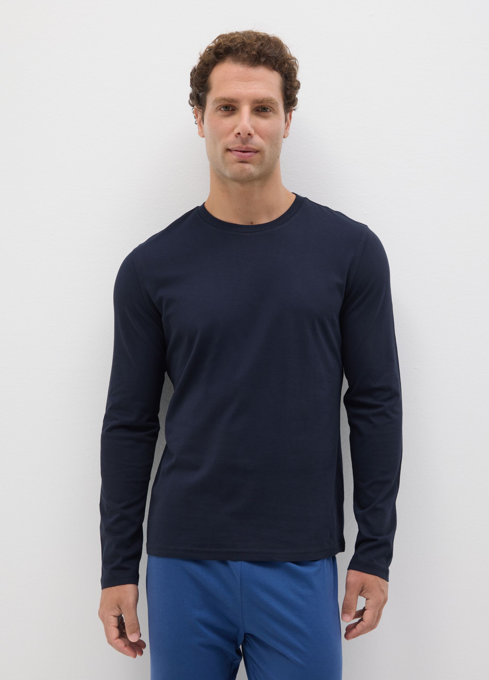 Blue pure cotton regular fit pyjamas