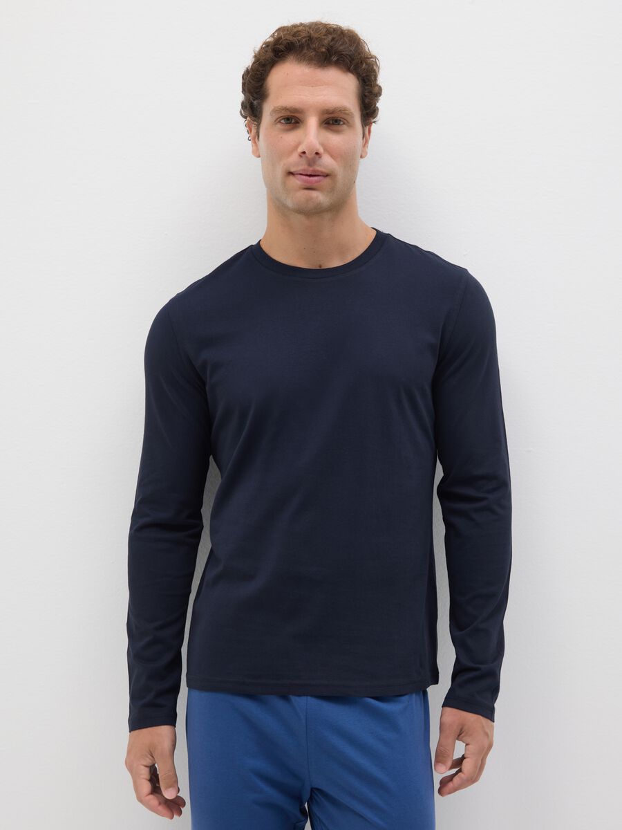 Blue pure cotton regular fit pyjamas_1