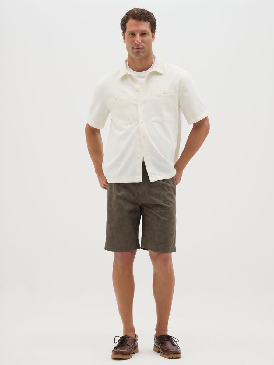 Men's Brown Cotton Bermuda Shorts Regular Fit_0