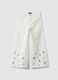 Girls' Wide Leg Pure Cotton White Trousers with Flowers_0