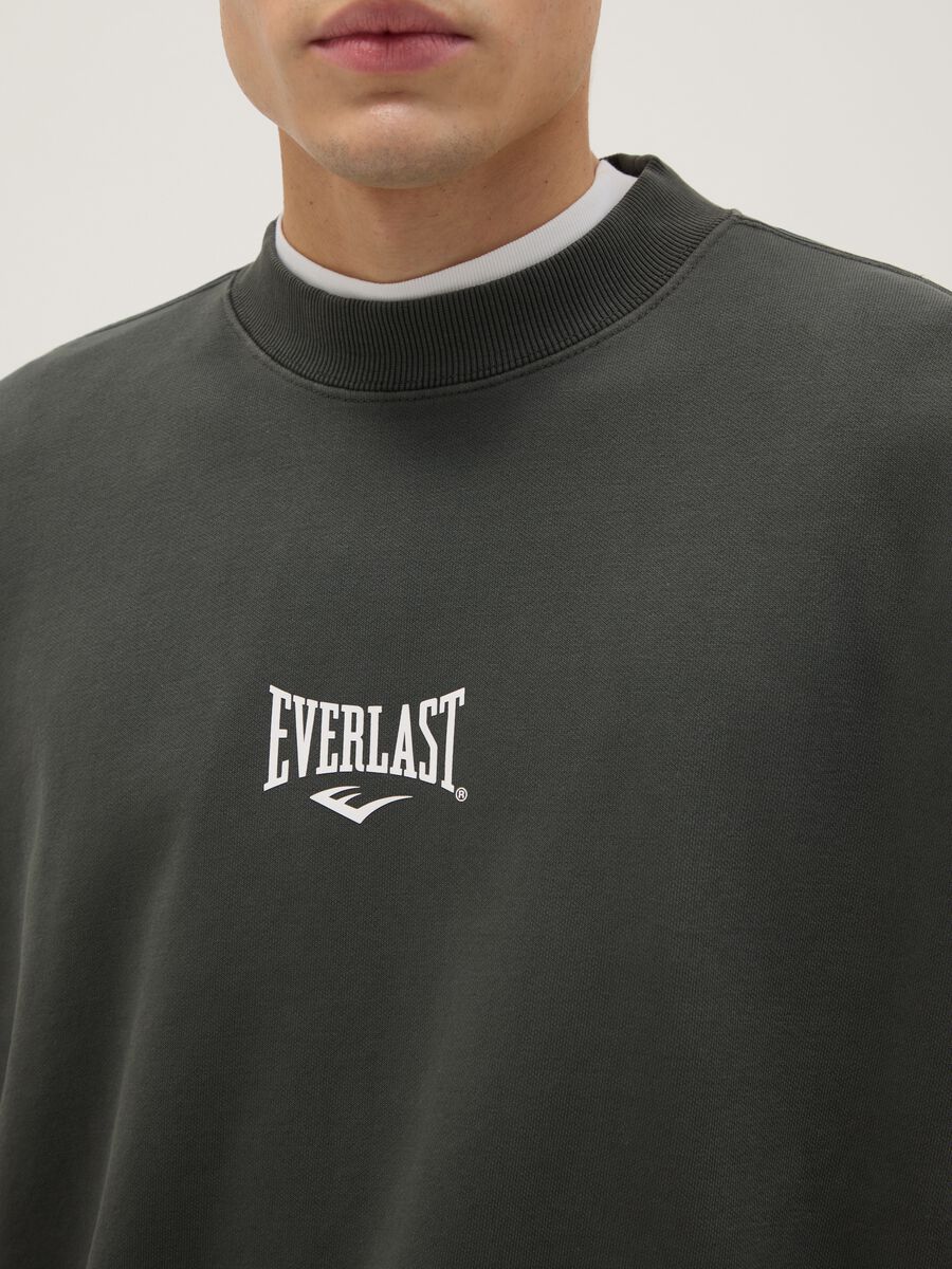 Felpa in misto cotone nero regular fit con logo Everlast_3