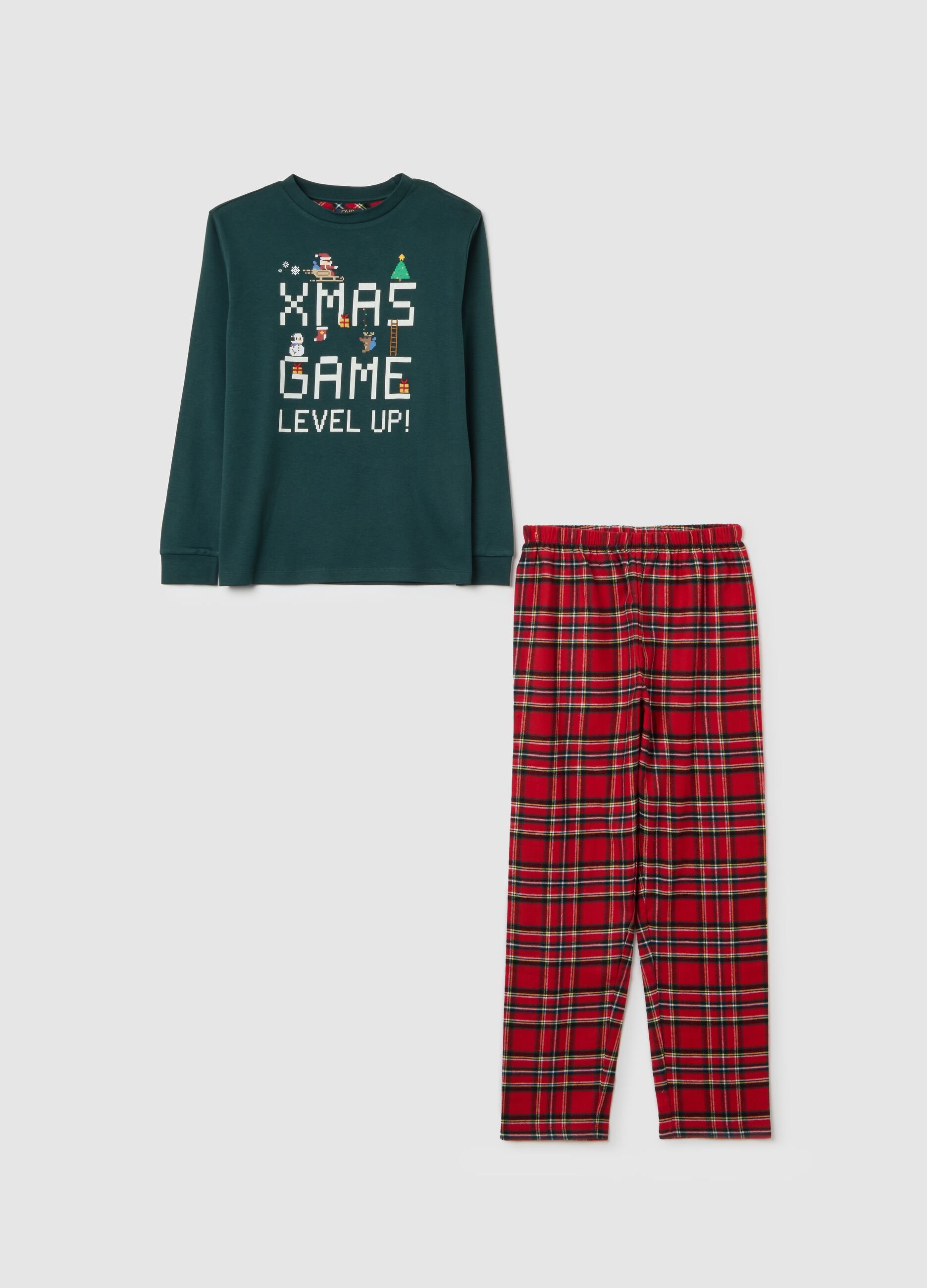 Multicolour check pyjamas for boys in pure cotton regular fit