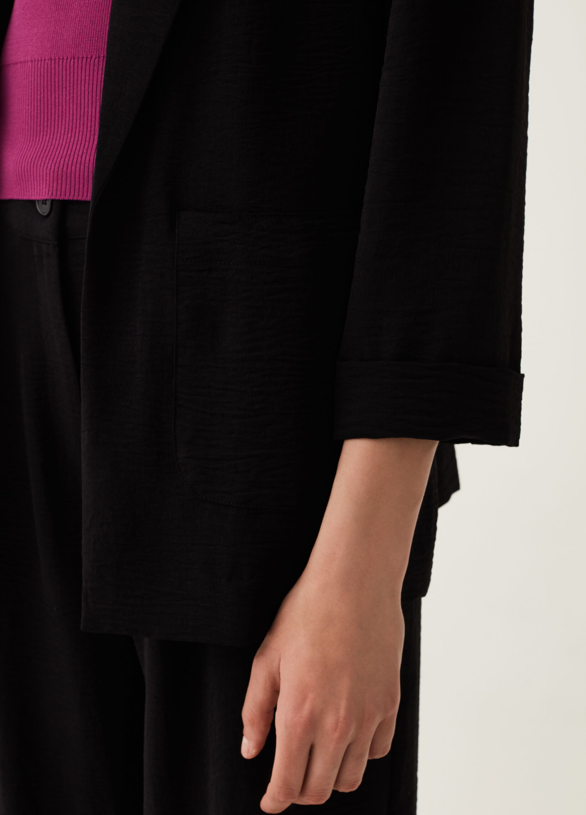Blazer aperto in tessuto fluido_3