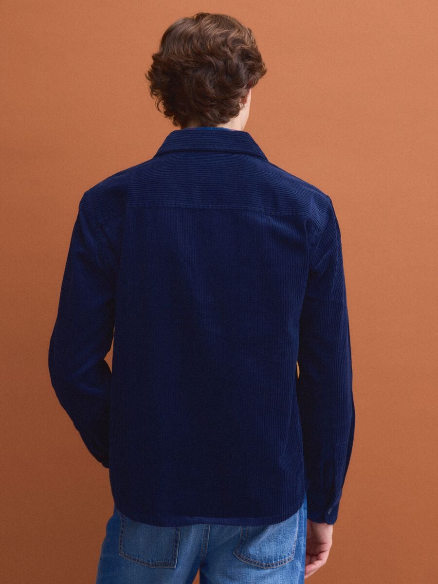 Shacket blu in puro cotone a coste over fit_3