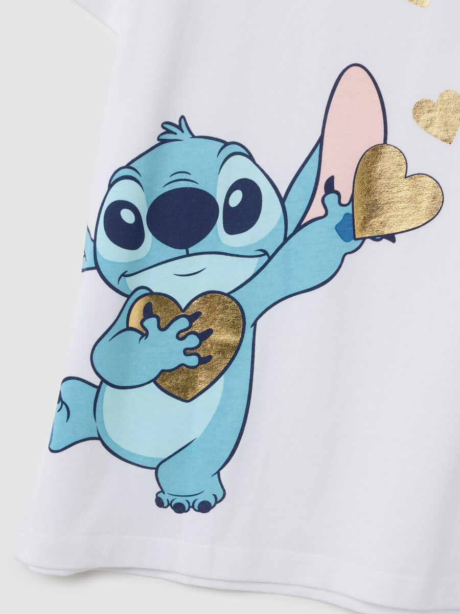 T-shirt in puro cotone bianca regular fit con stampa Stitch_5