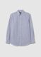 Blue cotton blend regular fit shirt_4