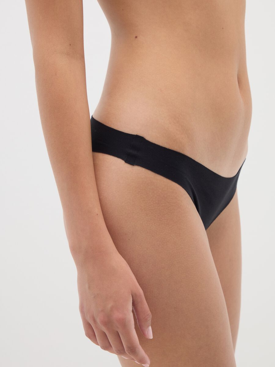 Black stretch cotton regular fit briefs_3