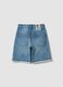 Light blue stretch denim bermuda shorts in cotton and viscose_1