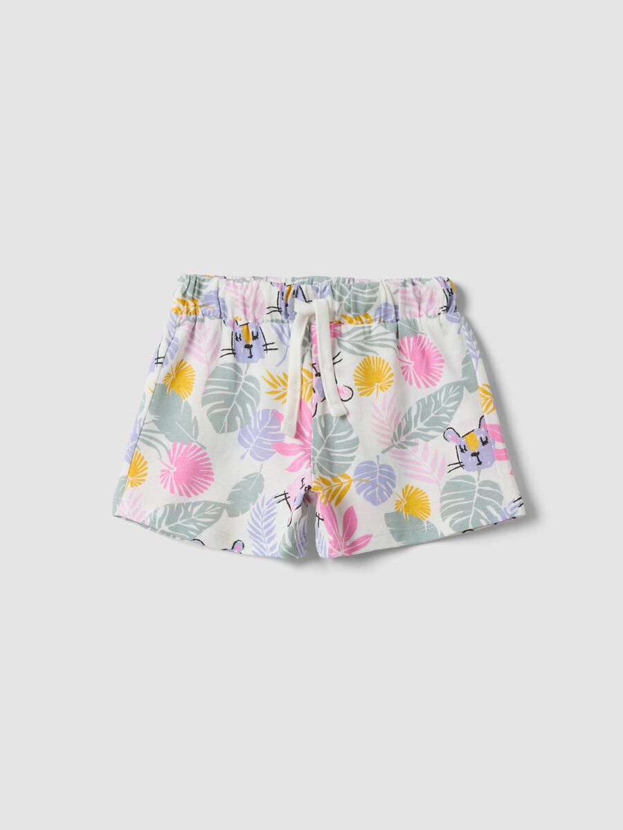 Multicolour organic cotton floral shorts for baby girl_0