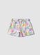 White pure organic cotton shorts with tropical print for baby girls, regular fit_0