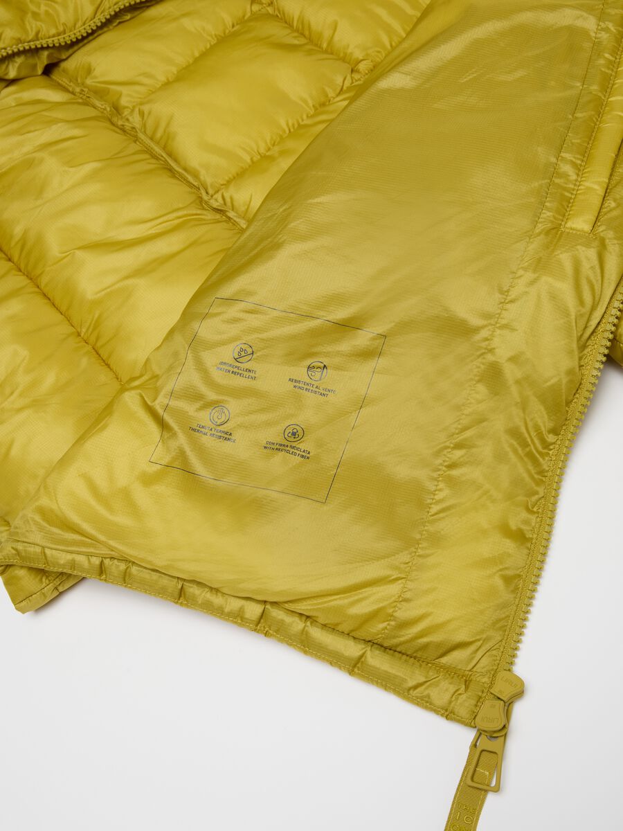 The Iconic Puffer yellow ochre jacket with removable hood_6
