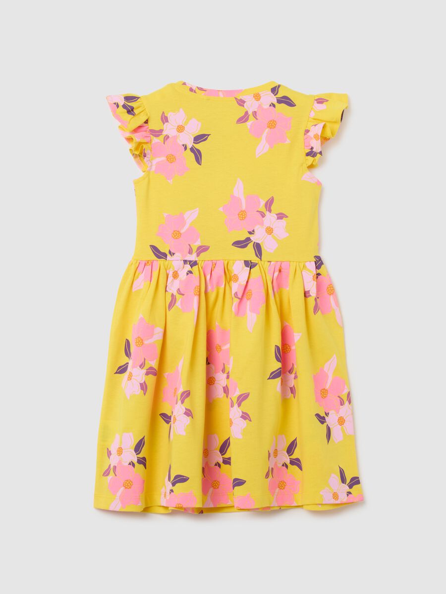 Yellow pure cotton girl's dress, regular fit_1