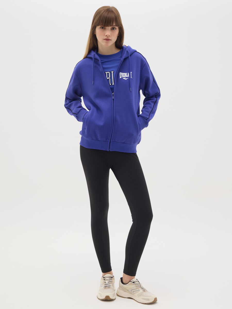 Felpa in misto cotone blu regular fit con cappuccio e zip_1