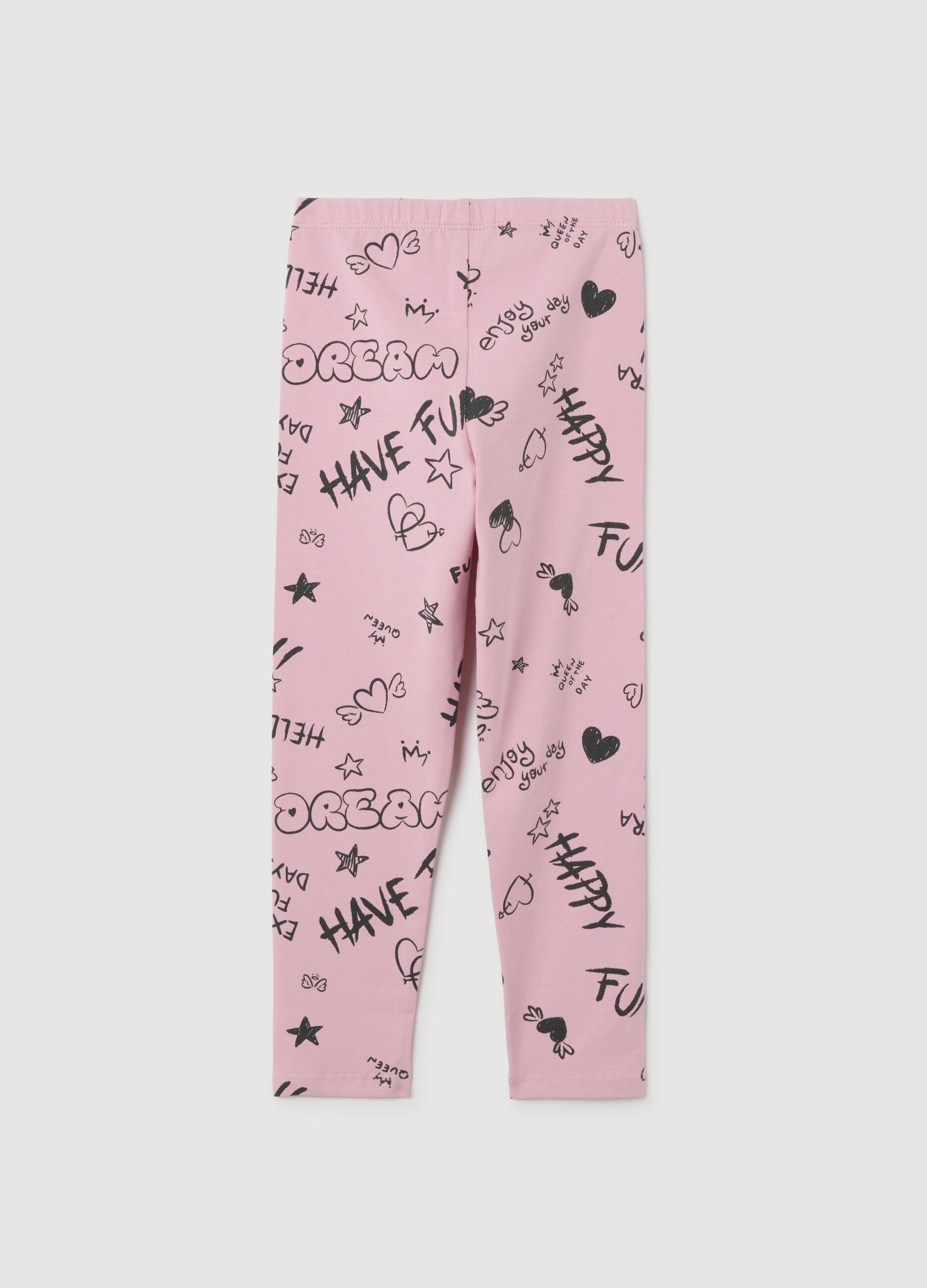 Girls' Pink Stretch Cotton Leggings