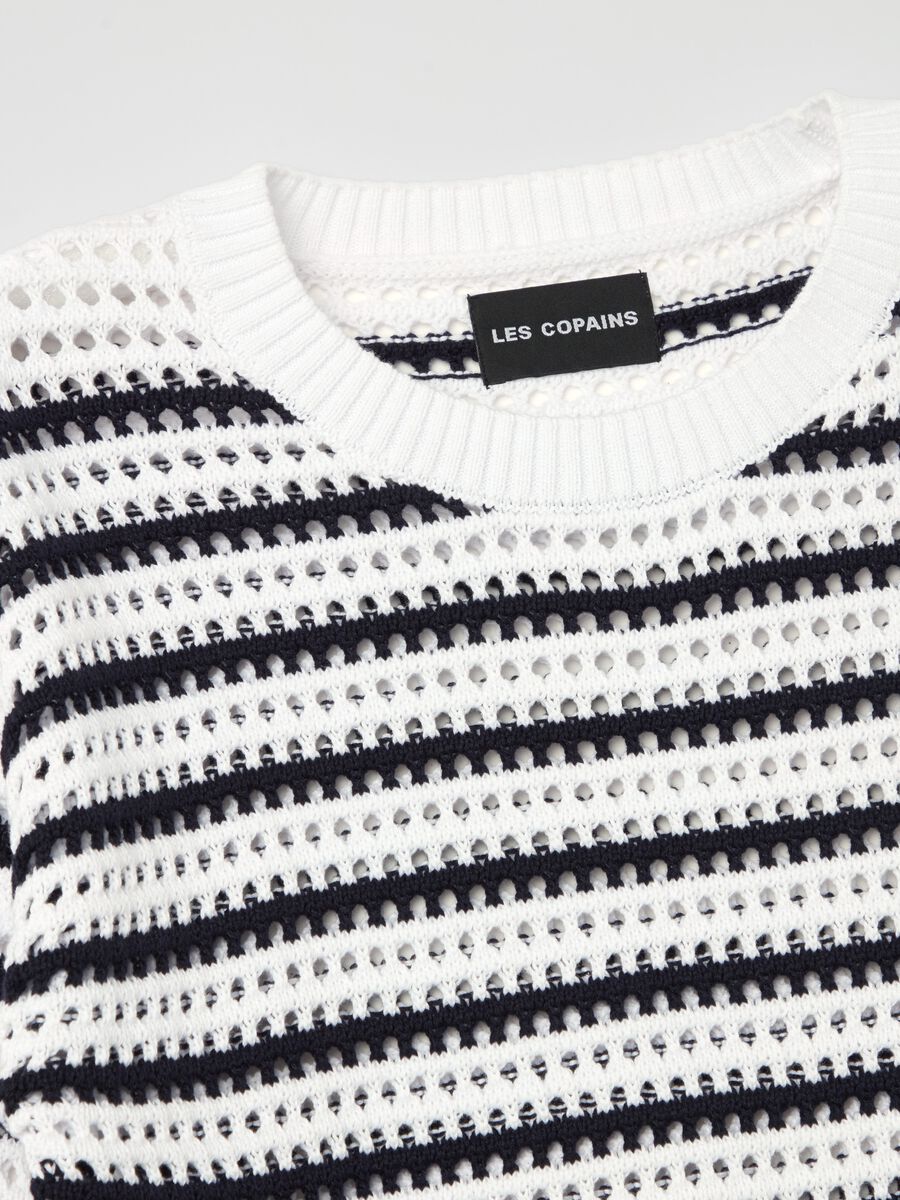 Striped pullover with openwork weave_5
