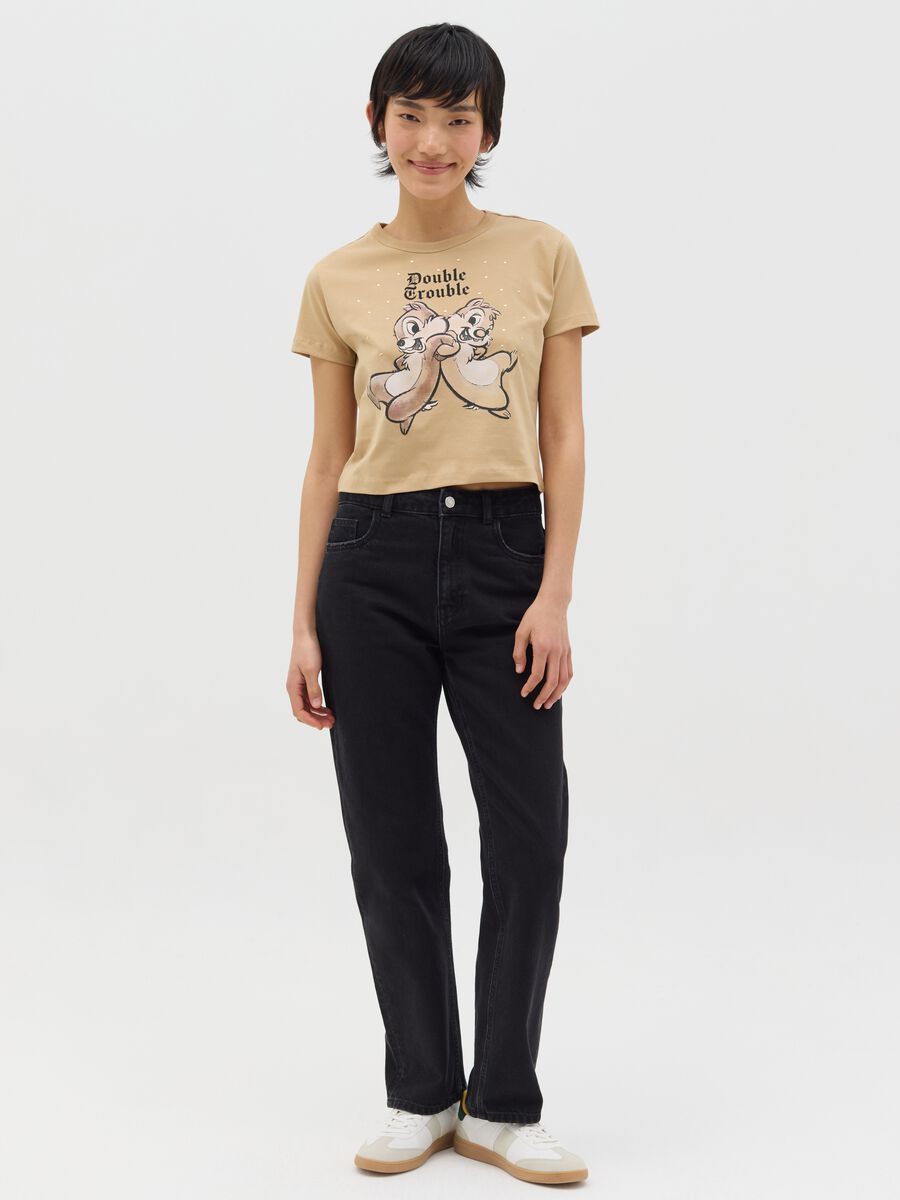 Beige T-shirt in cotton with Chip 'n' Dale print_1