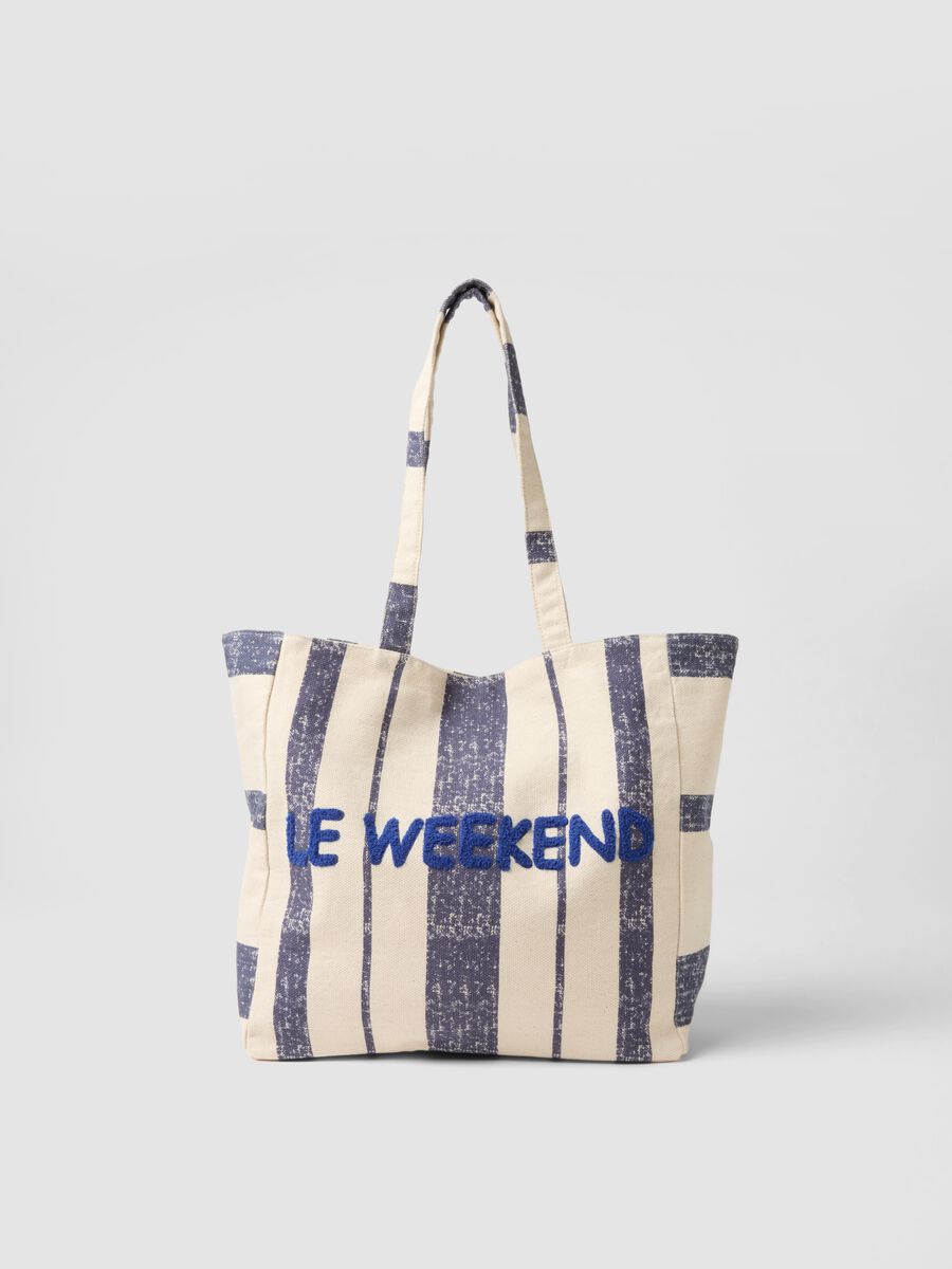 Pure cotton bag with white and blue stripes and button fastening_0