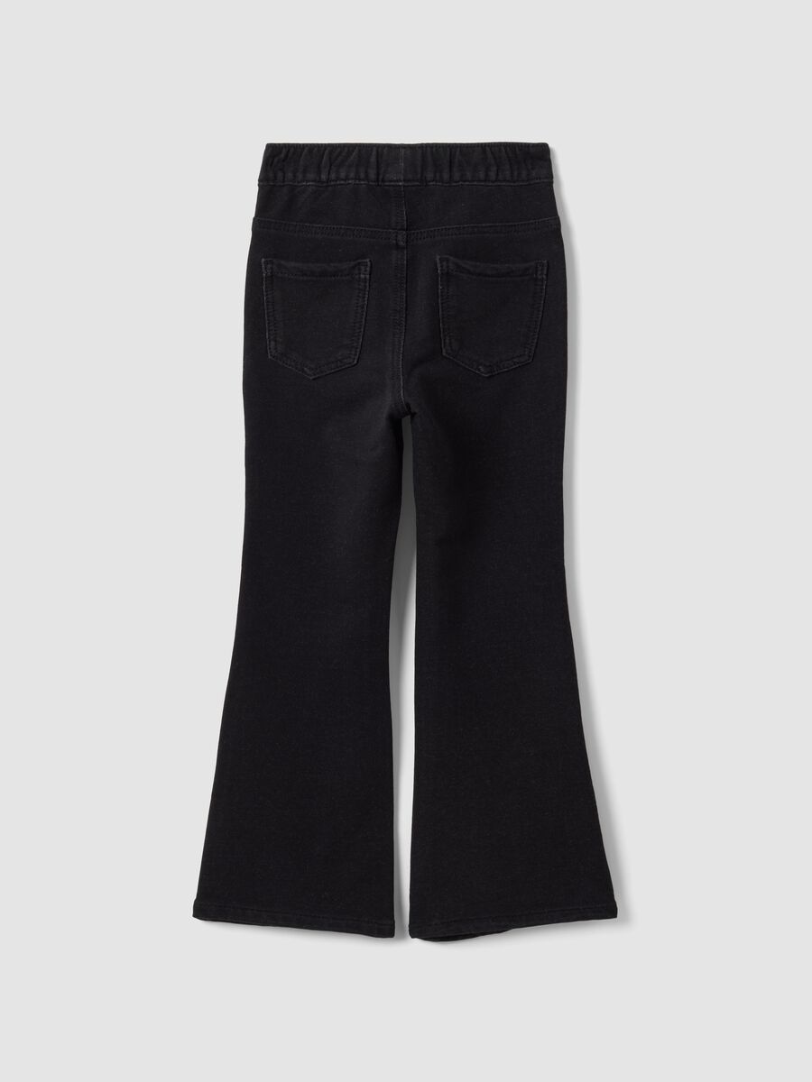Jeggings nero flare in cotone elasticizzato per bambina_1