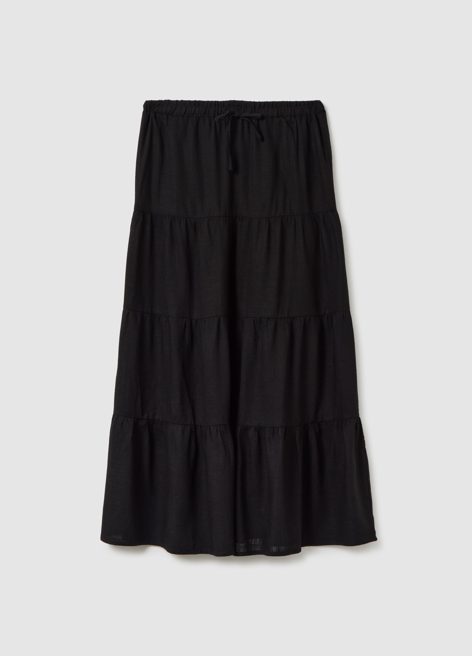Women's black viscose blend long skirt