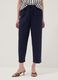 Blue viscose and linen blend straight-leg trousers with drawstring_1