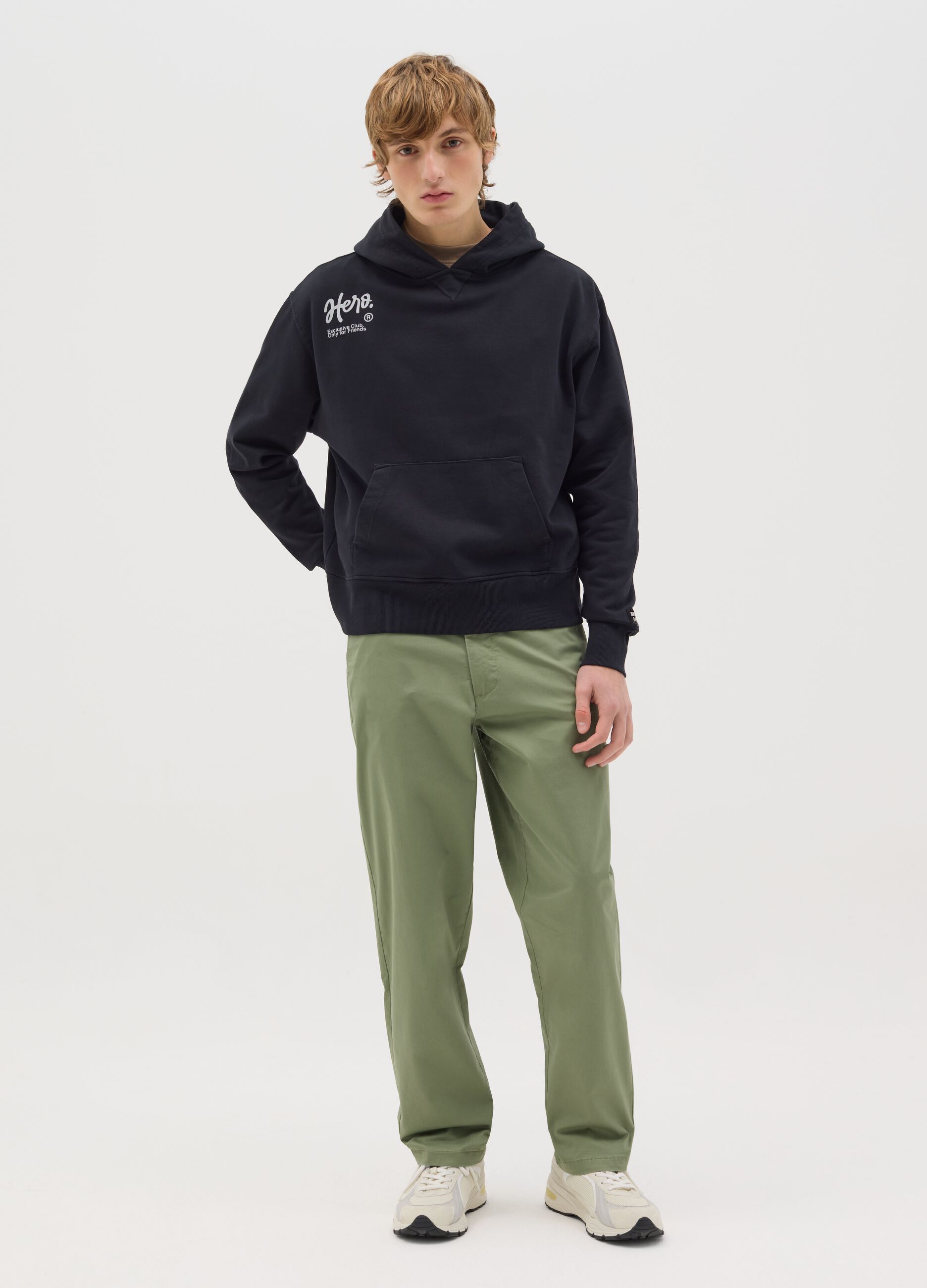 Pantalone chino in cotone stretch verde