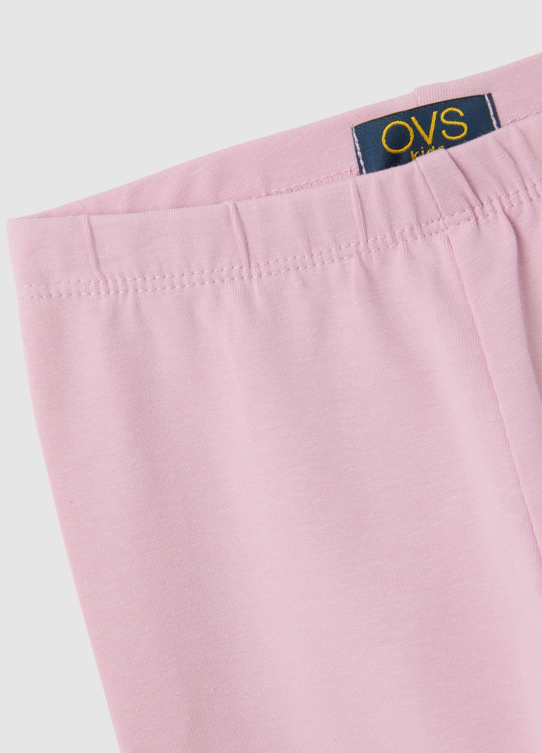 Girls' pink cotton stretch leggings, regular fit