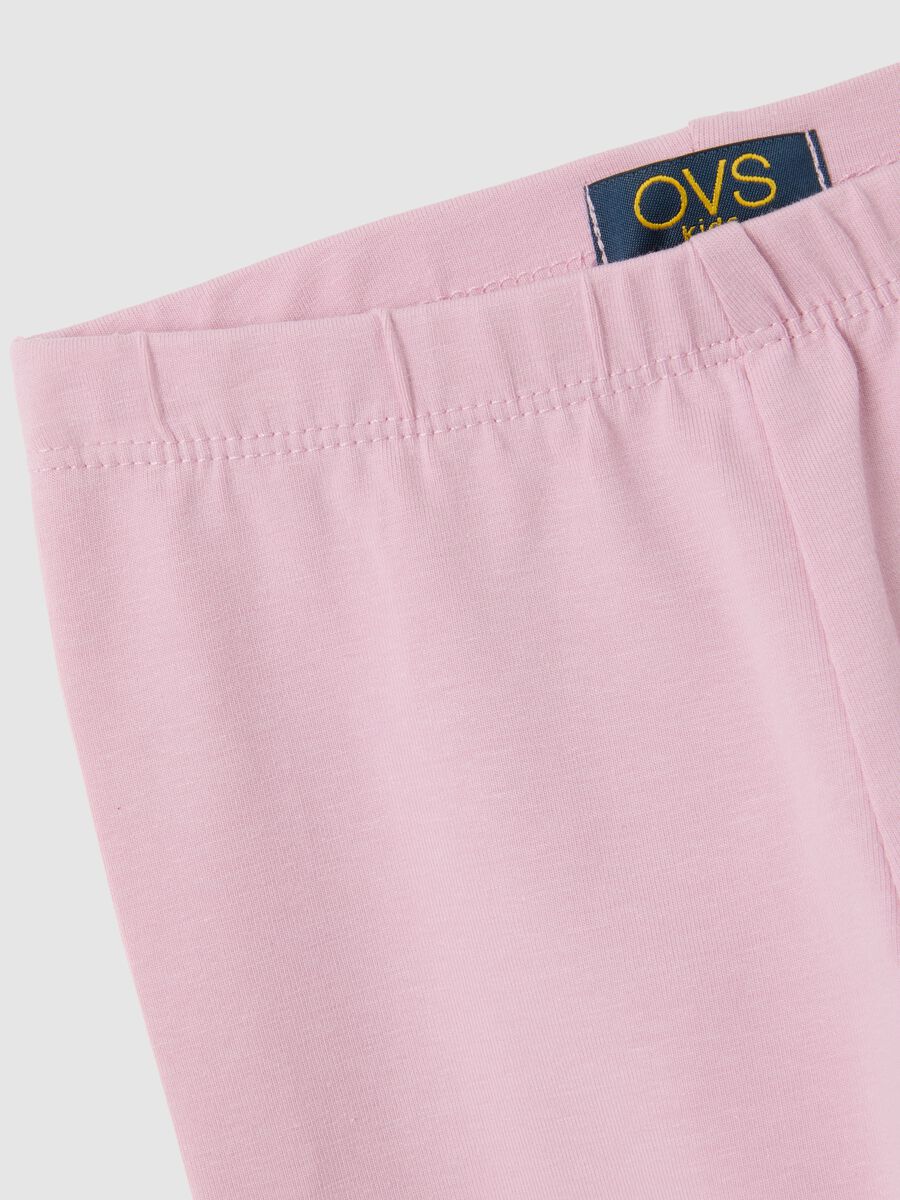 Girls' pink cotton stretch leggings, regular fit_2