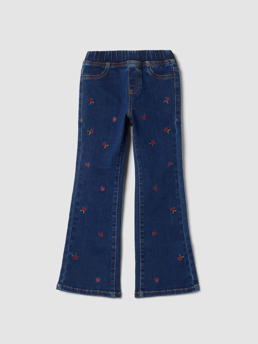 Jeggings flare blu in cotone e viscosa elasticizzato_0