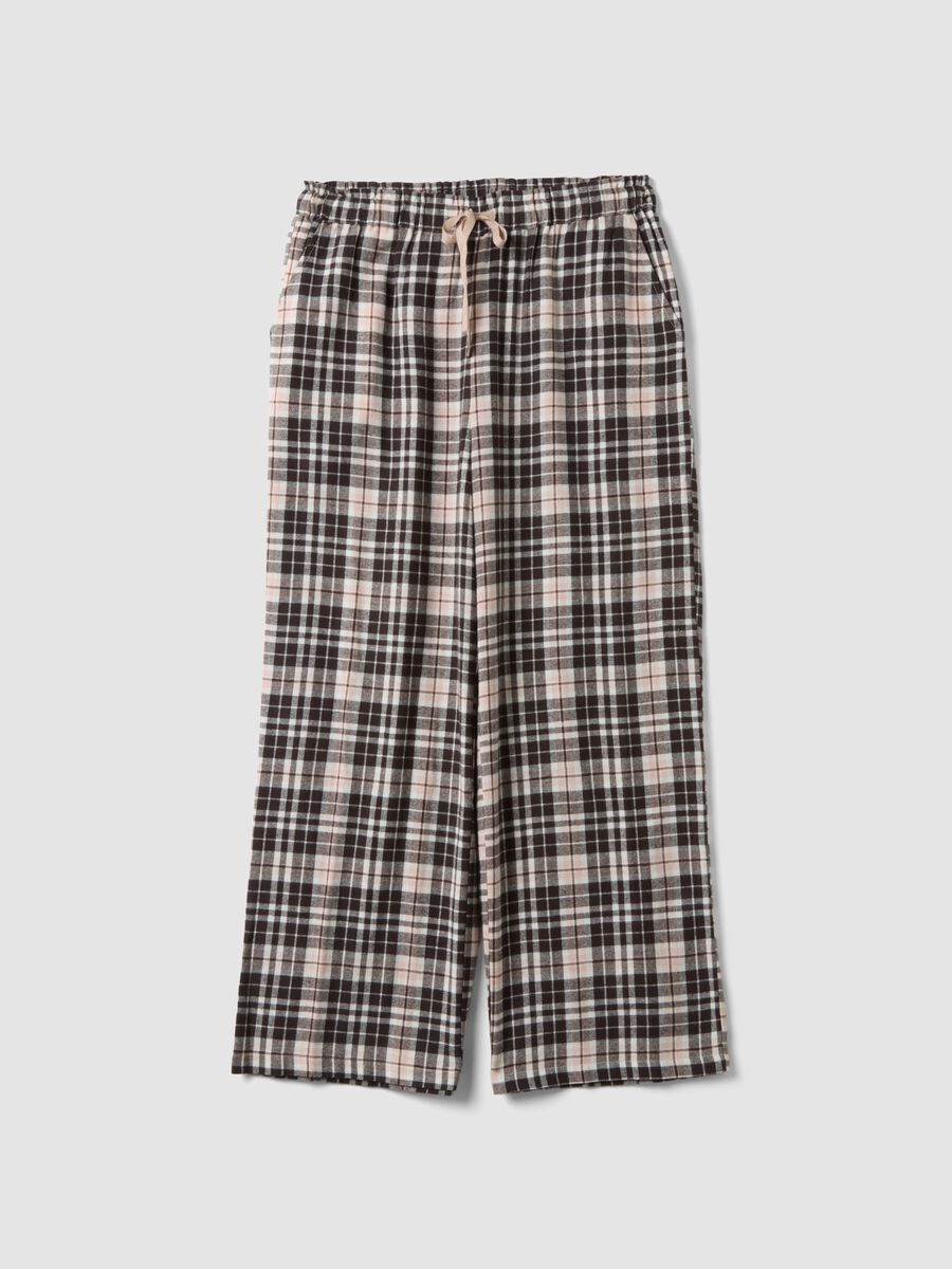 Brown checked organic pure cotton flannel pyjama trousers_0