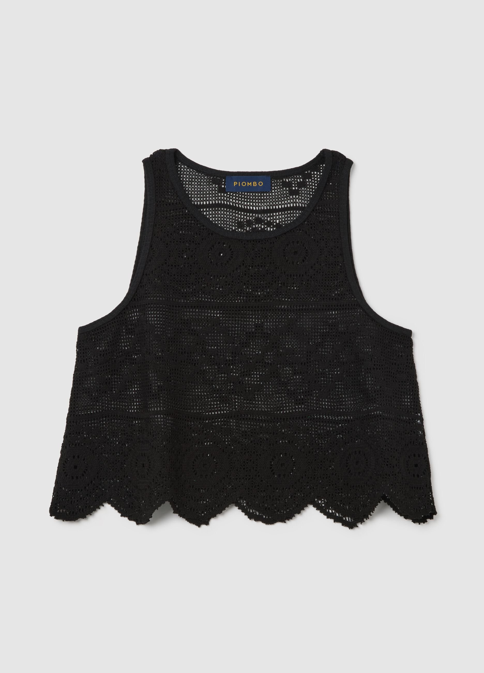 Black Crochet Vest Piombo
