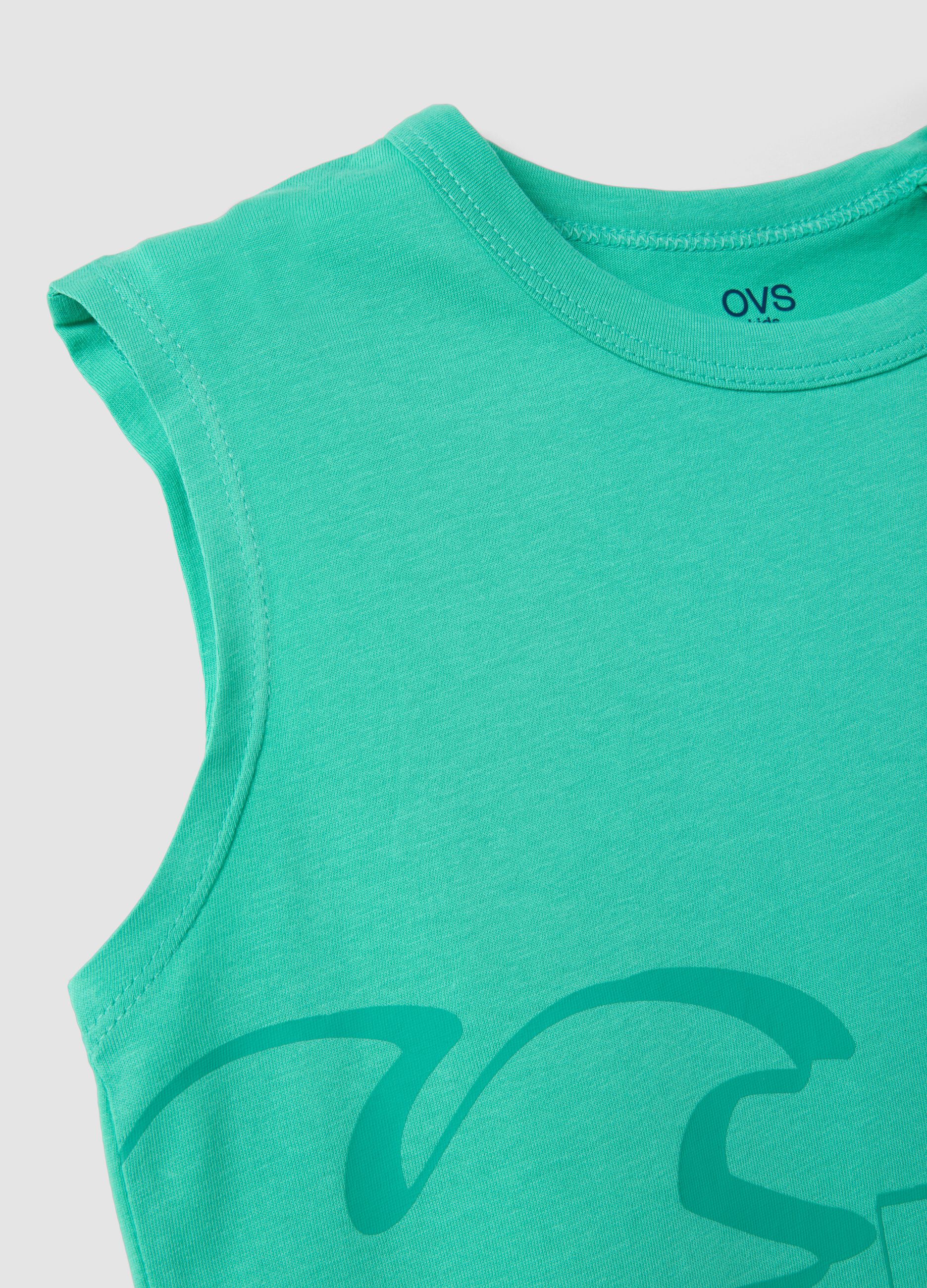 Green organic cotton vest top