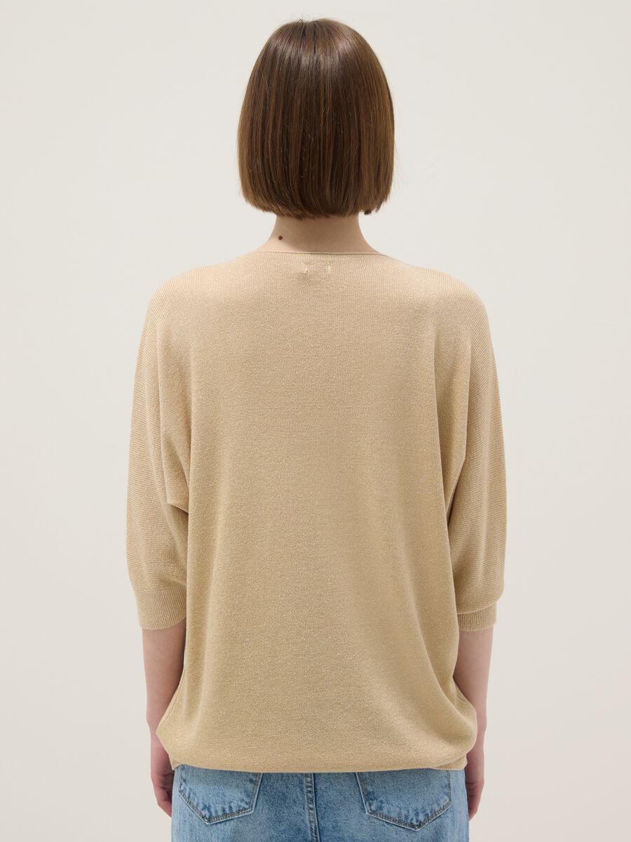 Beige modal blend regular fit jumper with shimmering design_3