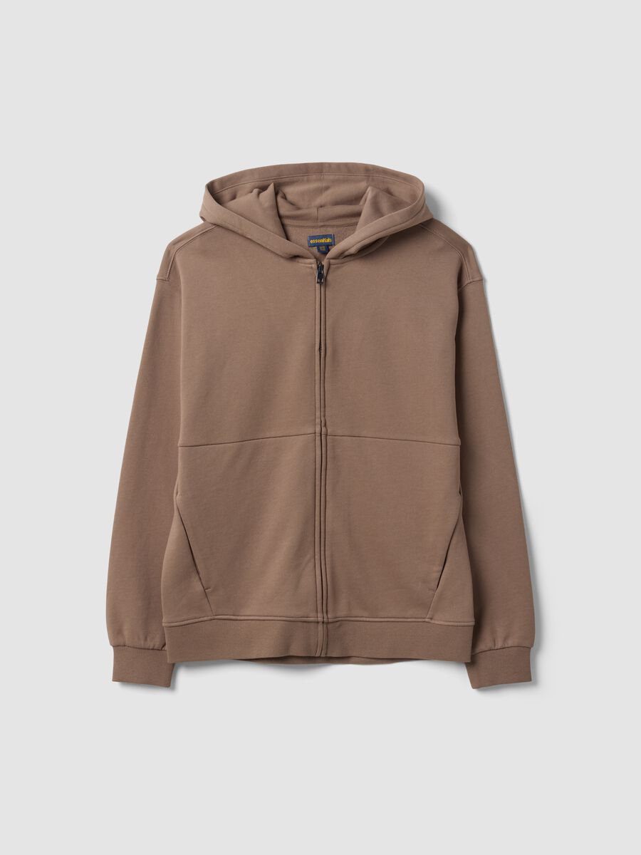 Felpa beige con cappuccio e zip in puro cotone organico per ragazzo relaxed fit_4