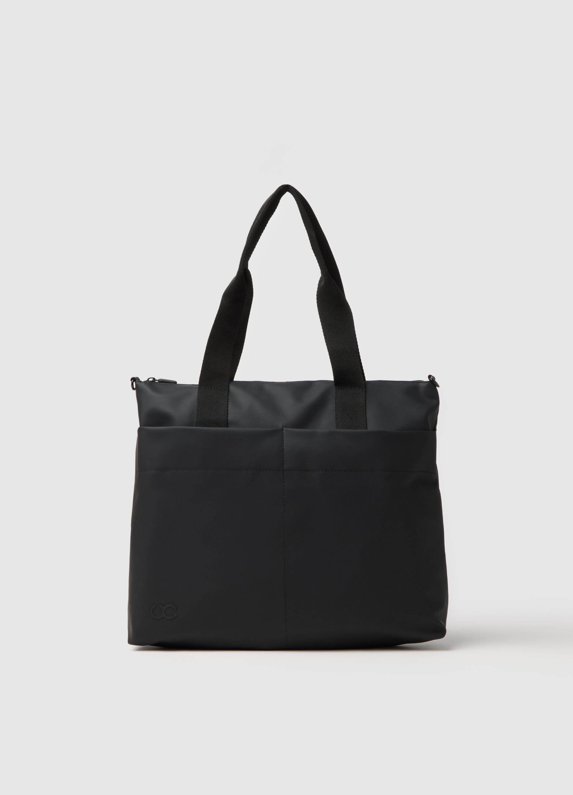 Shopper nera con tasche